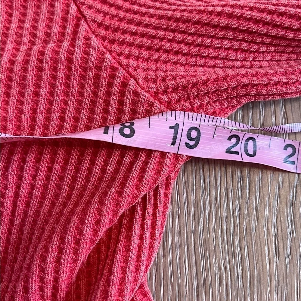 Free People FP One Cropped waffle knit tie top size small in red long sleeve
